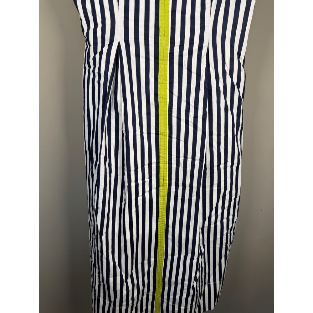 Entro Striped Midi Dress Green Trim Sleeveless Coastal Preppy Cotton Small - Picture 5 of 9